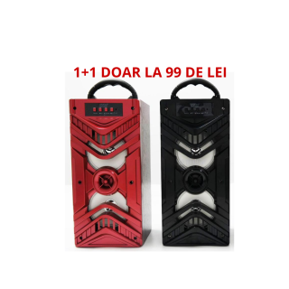 Oferta 1+1, 2 boxe portabile 2x100w Bluetooth radio fm, aux, sd card usb