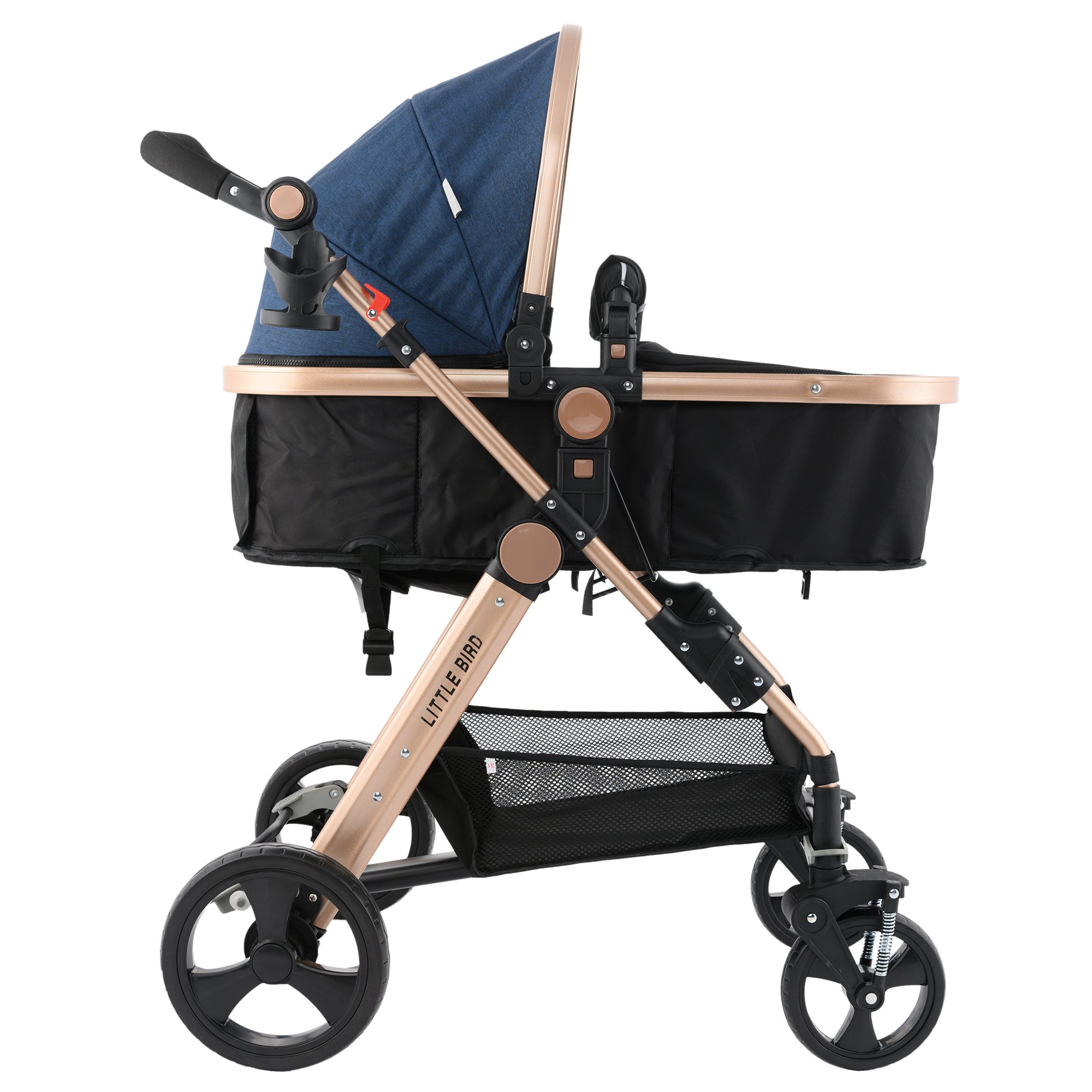 Carucior litle bird , cu suspensii , Albustru 2in1 transformabil landou-sport