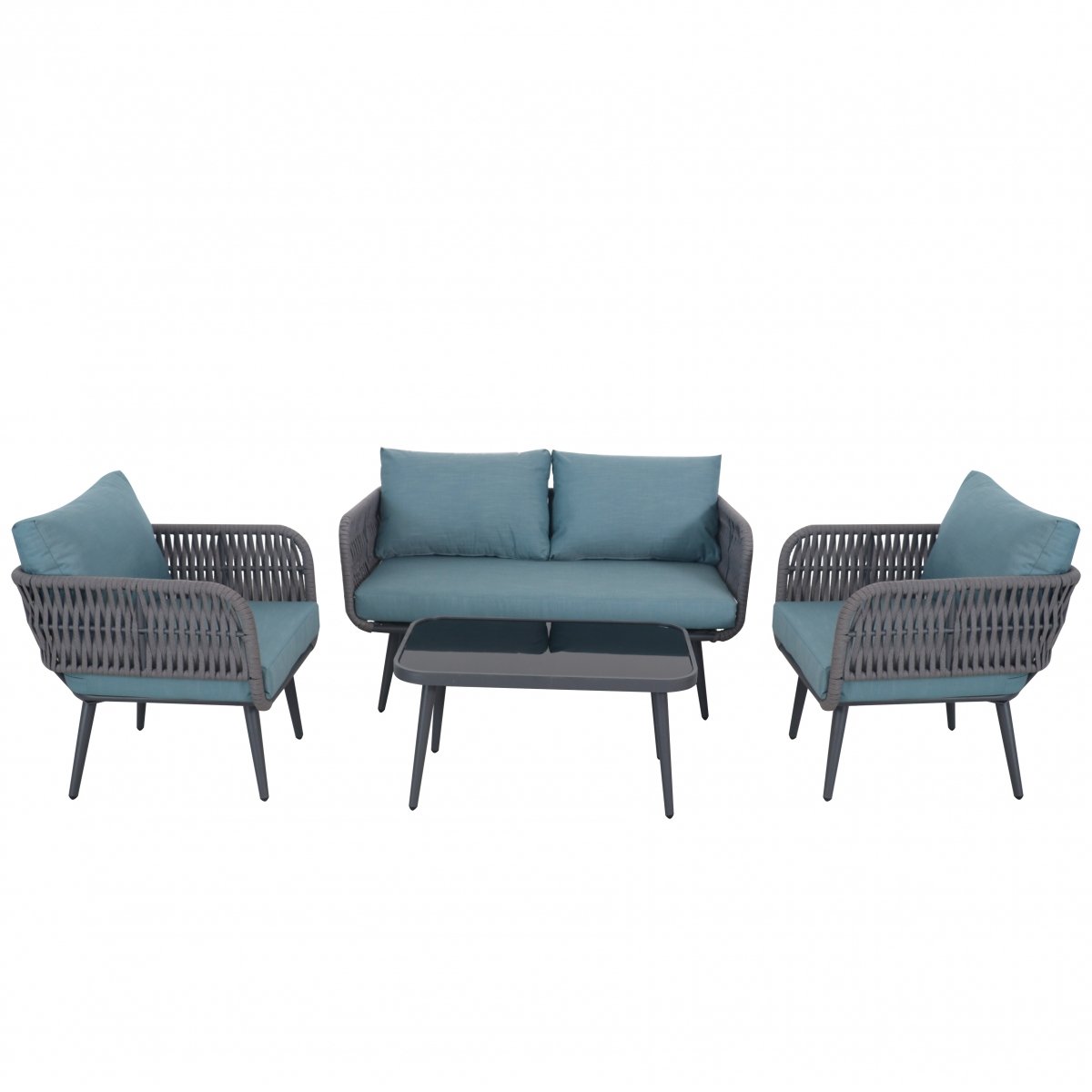 Set mobilier de gradina, Byblos, gri/albastru