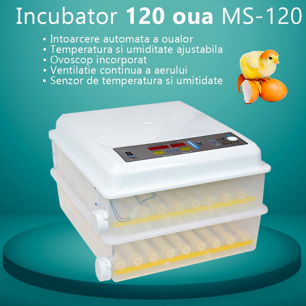 Incubator automat cu 2 etaje MS-120  oua Model 2022