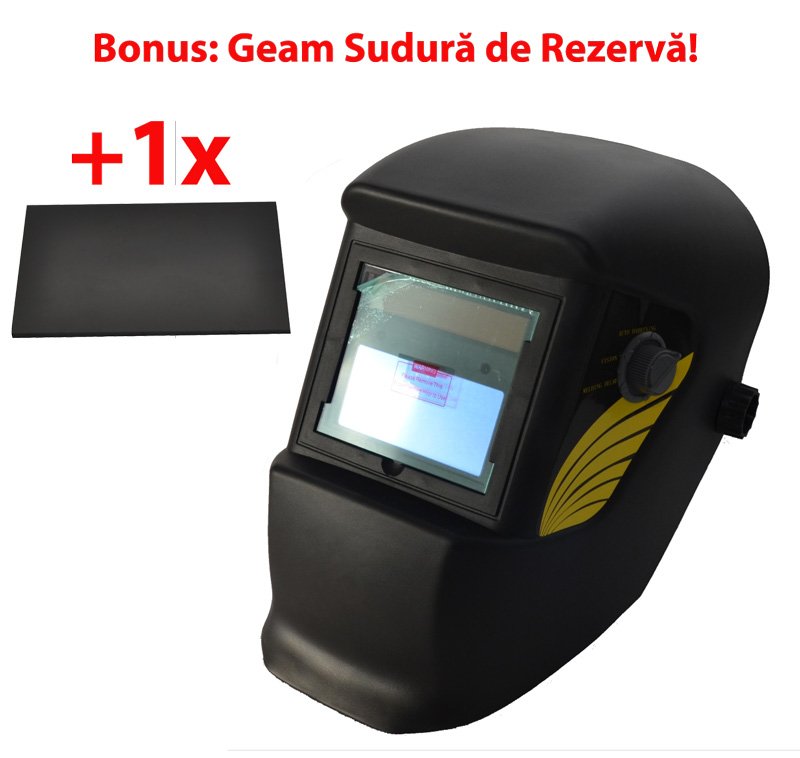 Masca de sudura cu cristale lichide si reglaj automat plus geam de rezerva