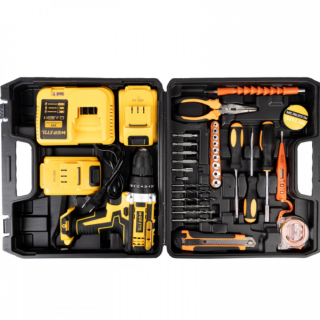 Trusa 30 accesorii + bormasina cu percutie si  2 acumulatori