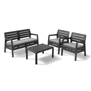 Set mobilier de gradina Delano - imitatie lemn - Grafit/ Gri-rece