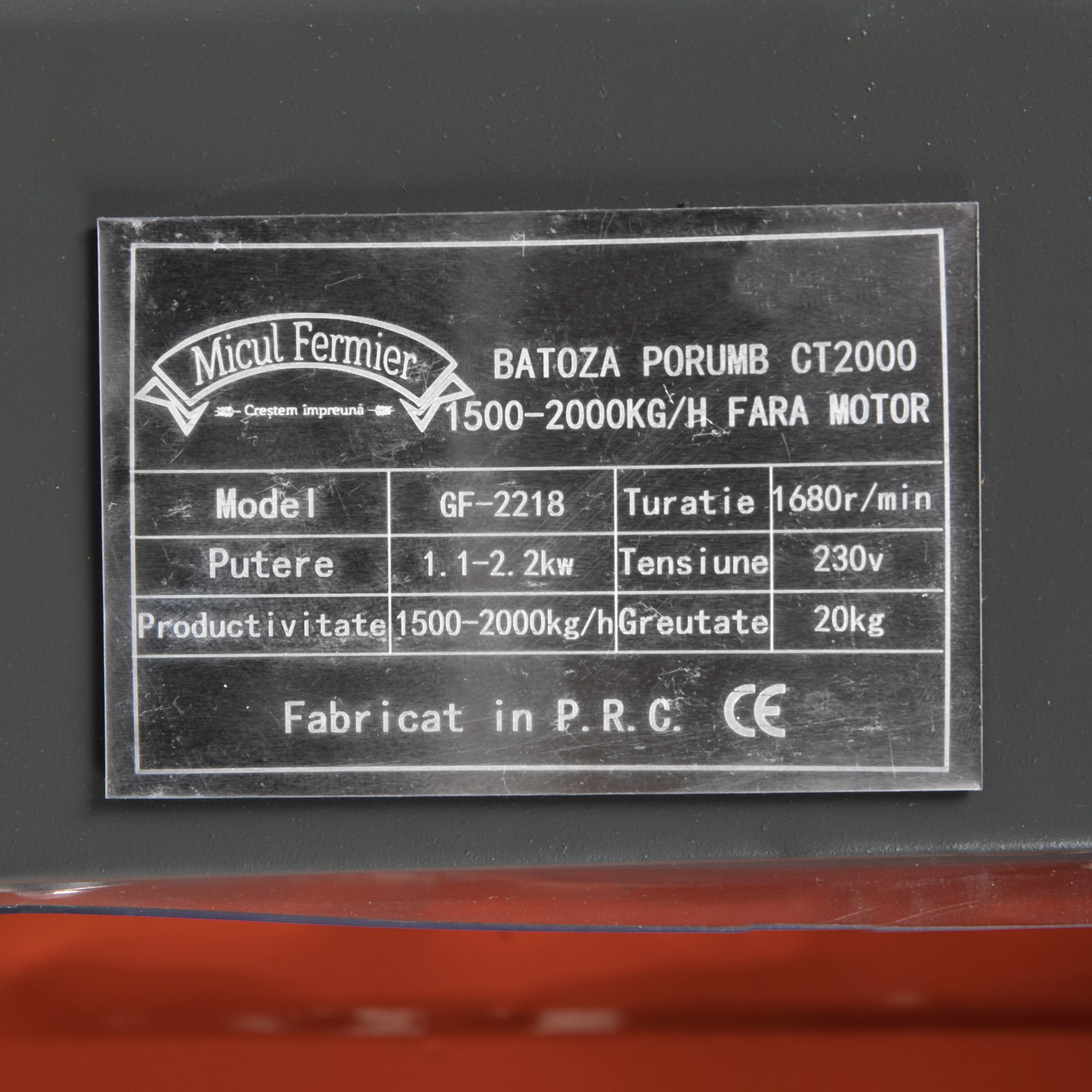 Batoza de porumb CT2000 1500-2000kg/h fara motor