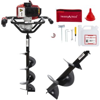 Set Motoburghiu pe Benzina Trigo-Tech Germany, 2.5 CP + 2 x Burghiu 150 si 200 mm